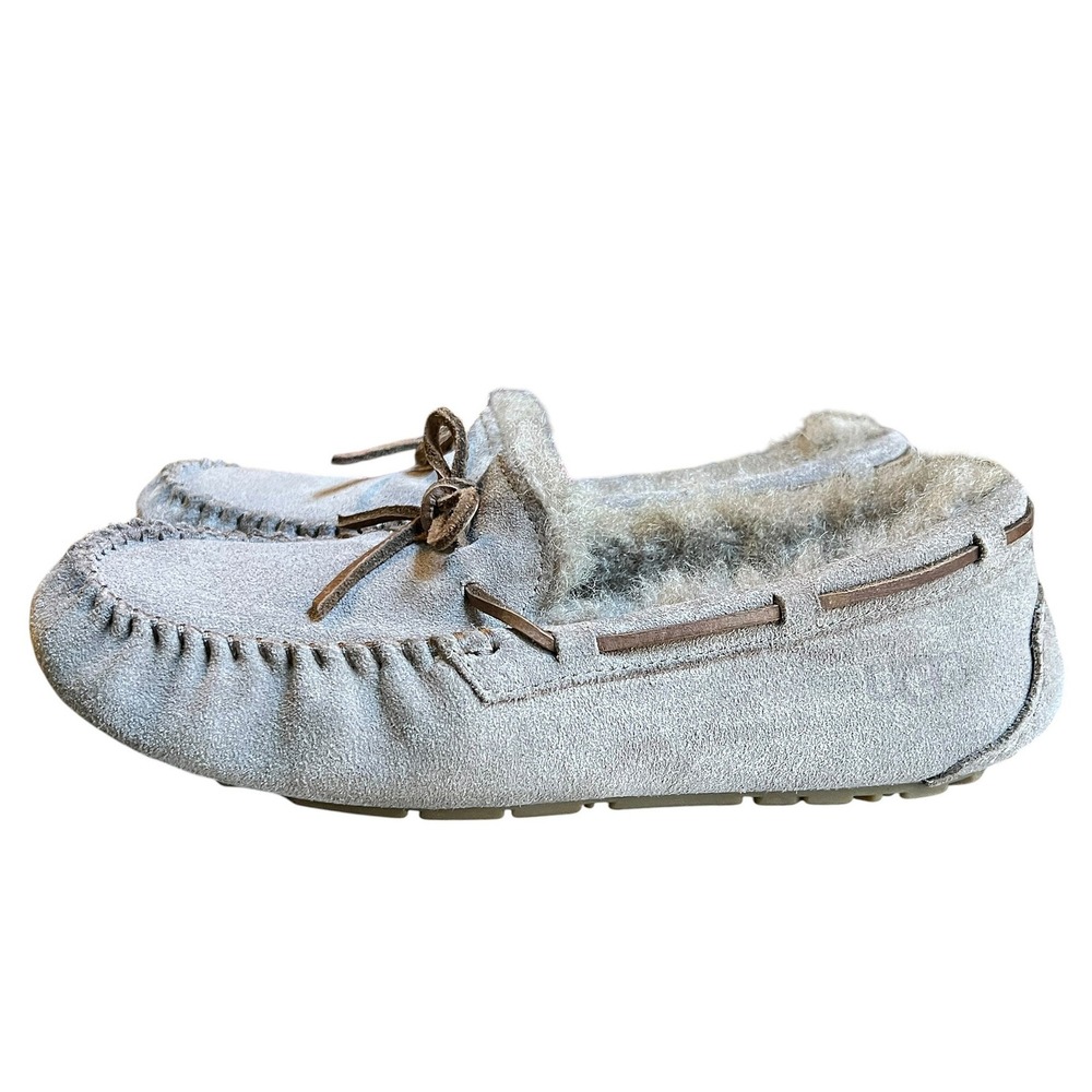 UGG Dakota Light Blue Suede Wool Lined Moccasin Slippers 1107949 Womens 9
